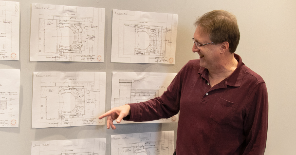 david pointing to different schematics on the way